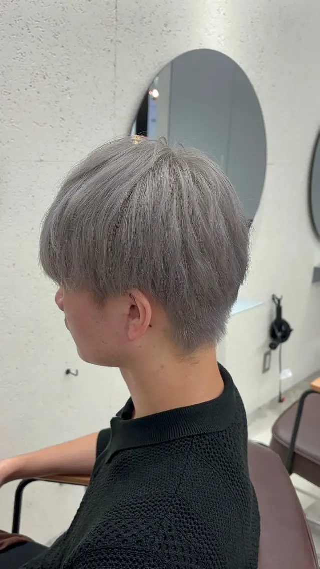 ショート カラー シルバー ホワイトシルバー オカベ ショウマのヘアスタイル