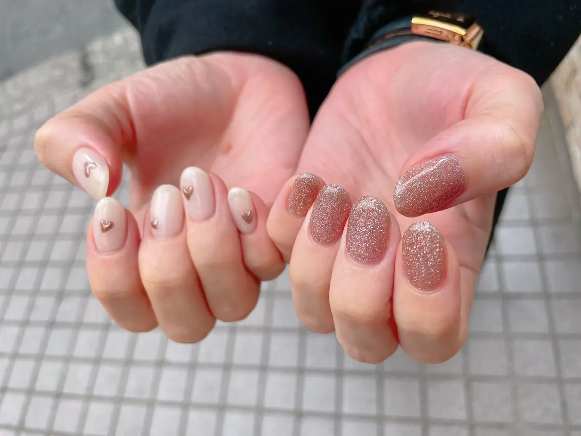 ネイル ジェルネイル ハート ニュアンスネイル パラジェル nailroom OHANA🌴のネイルデザイン