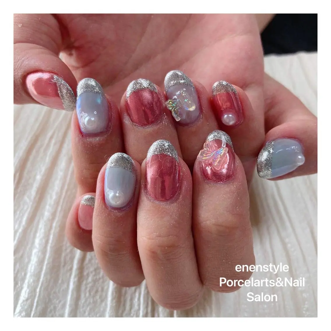ミディアム ネイル ハンドネイル 🐾enen style 🐾のネイルデザイン