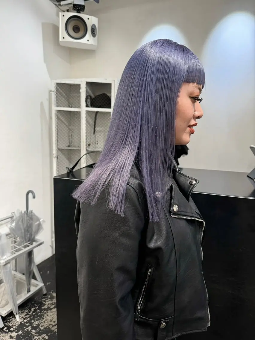 セミロング カラー ヘアアレンジ ブリーチ ブルーカラー ブルーラベンダー ラベンダーカラー カット ヘアカラー トリートメント 艶ハイトーン/ヘア アレンジAYAKAのヘアスタイル