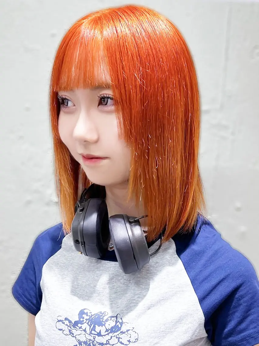 ミディアム カラー ハイトーンカラー オレンジ ヘアカラー トリートメント 【店長】韓国ヘア/ 美髪ケア 野沢綾馬のヘアスタイル