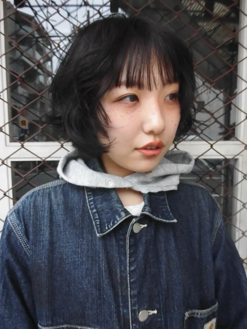 ショート ボブ 顔周りカット レイヤーカット miumiu/恵比寿 カットモデル募集のヘアスタイル
