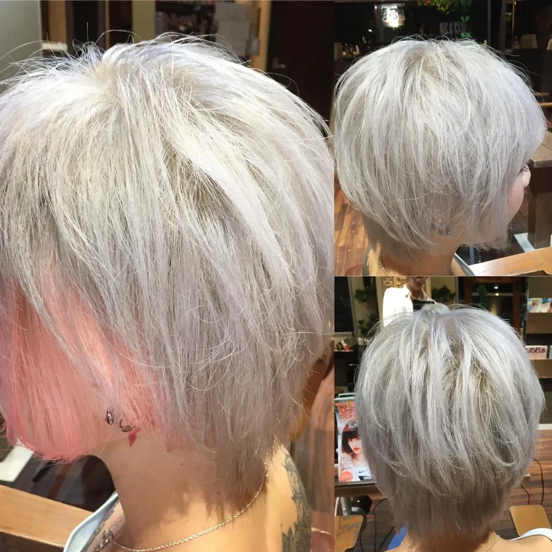 ショート カラー シルバー ホワイトシルバー ヘアカラー トリートメント LUXBE LUCEのヘアスタイル