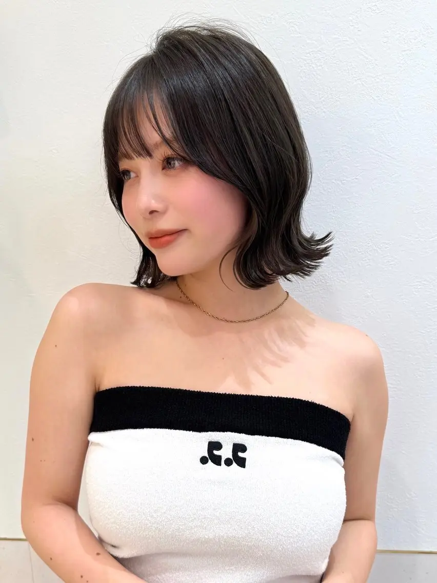 ミディアム カット ヘアカラー トリートメント 新宿/髪質改善/ボブ 韓国レイヤー大重聖斗のヘアスタイル