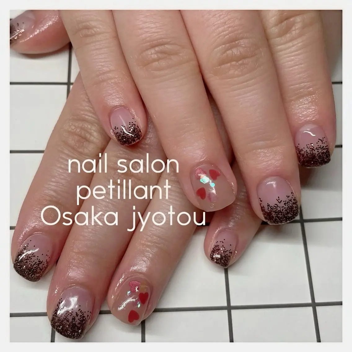 ネイル ハート ラメ(グリッター) バレンタイン nail salon petillantのネイルデザイン