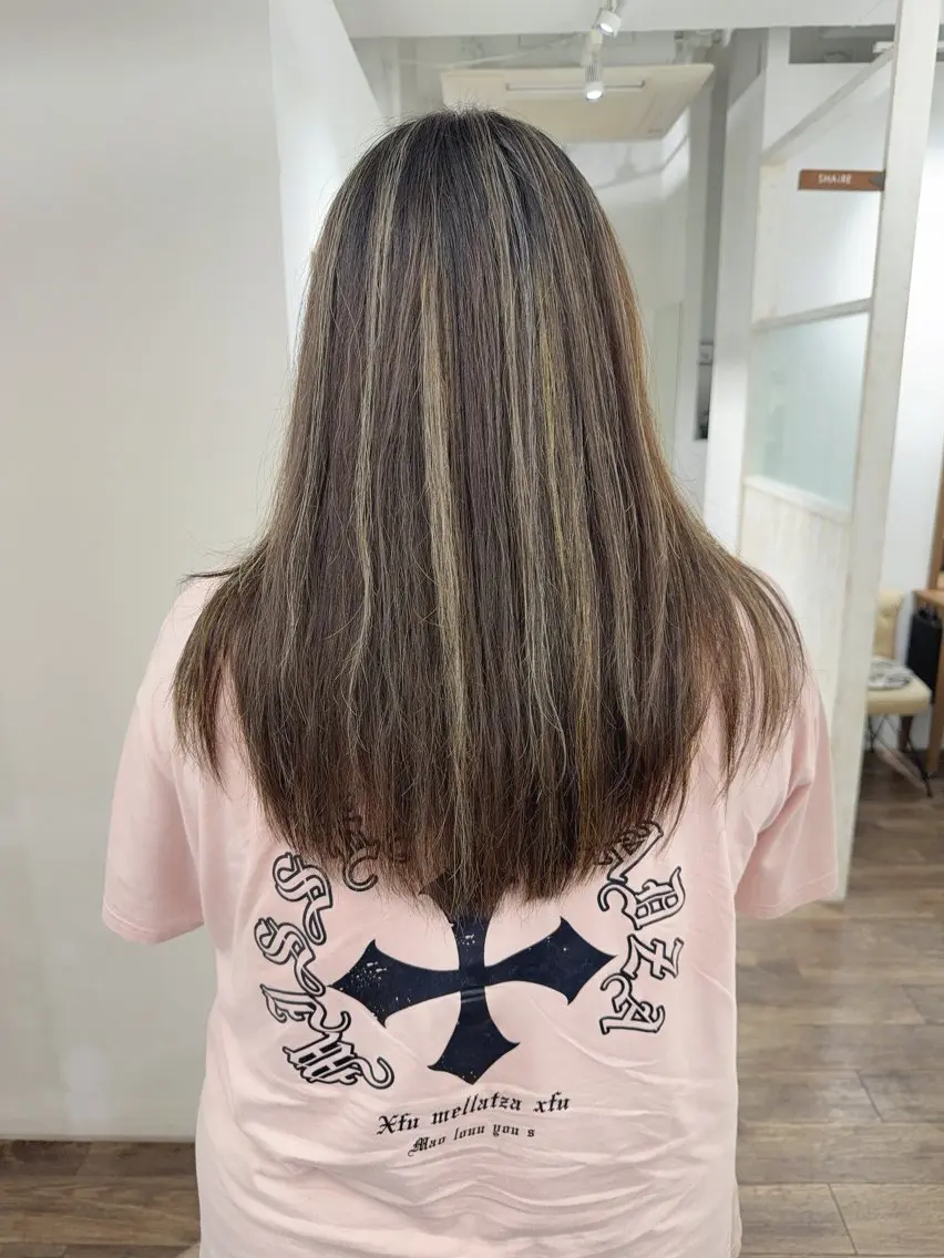 ロング カラー ヘアカラー トリートメント ハイライト⭐️上野 高広のヘアスタイル