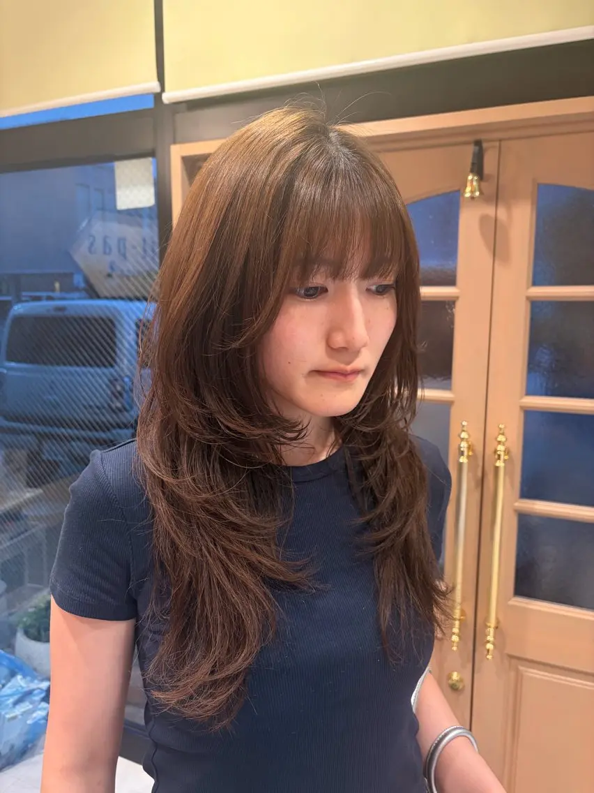 ロング ハッシュカット カット ヘアカラー 野上 麗のヘアスタイル