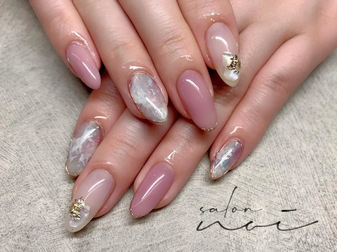 ネイル ニュアンスネイル ピンク パープル ハンドネイル salon noiのネイルデザイン
