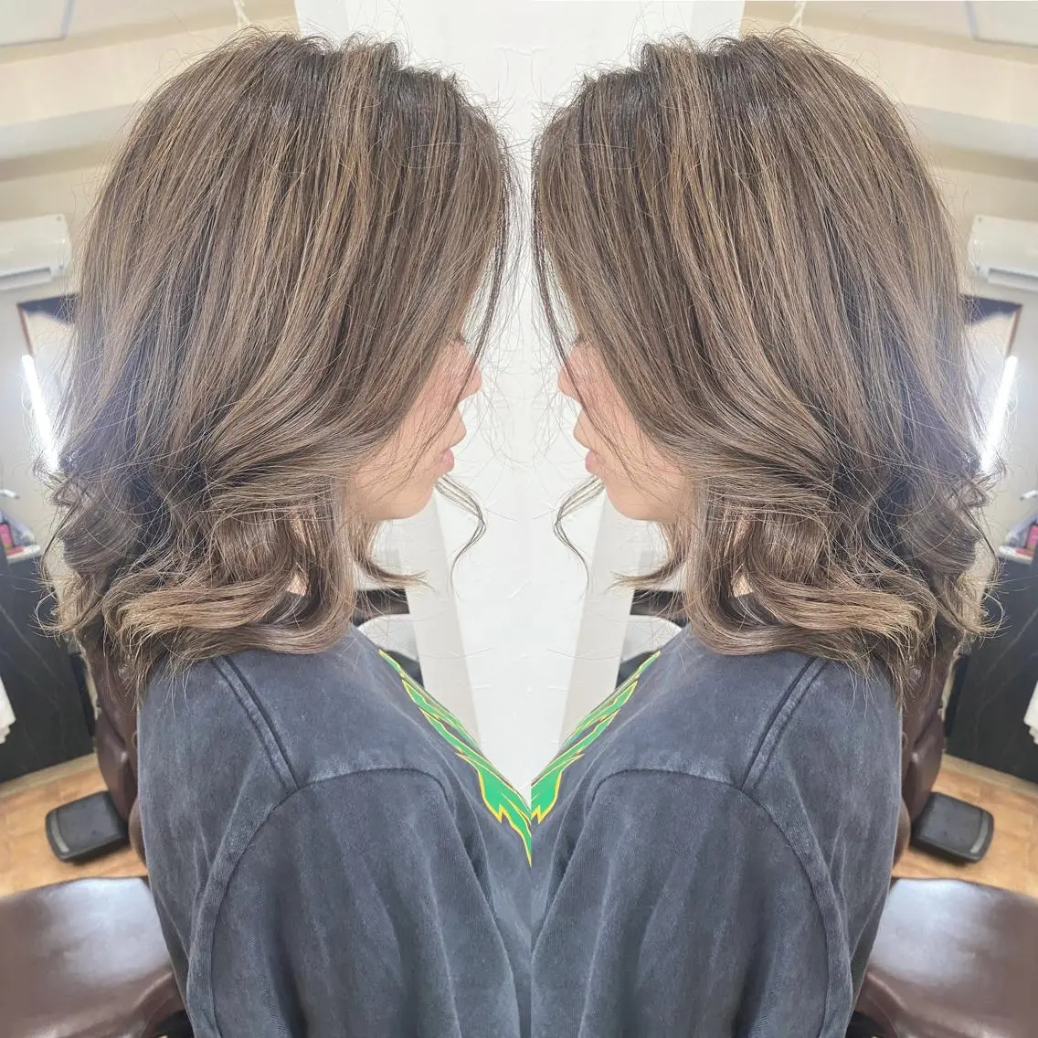 ミディアム カラー カット ヘアカラー grand juteのヘアスタイル
