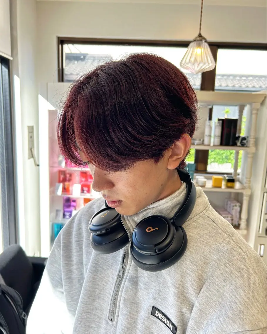 カラー メンズ レッドカラー カット ヘアカラー 🫧顔周りカット 🫧樫村優香のヘアスタイル