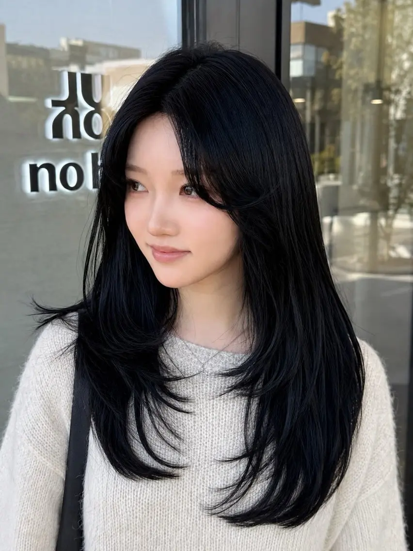 ロング 韓国風ヘア 縮毛矯正 韓国レイヤー🪽 無重力パーマナツキのヘアスタイル