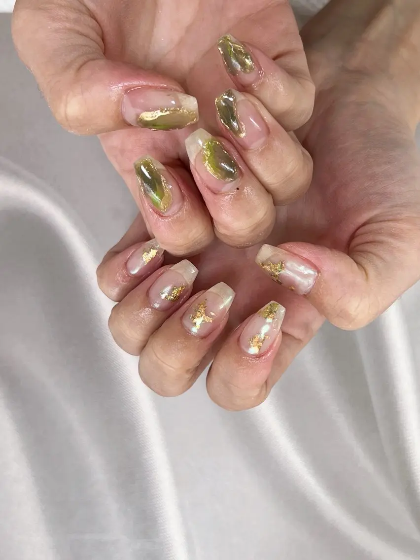 ネイル オーロラネイル ニュアンスネイル coco nailのネイルデザイン