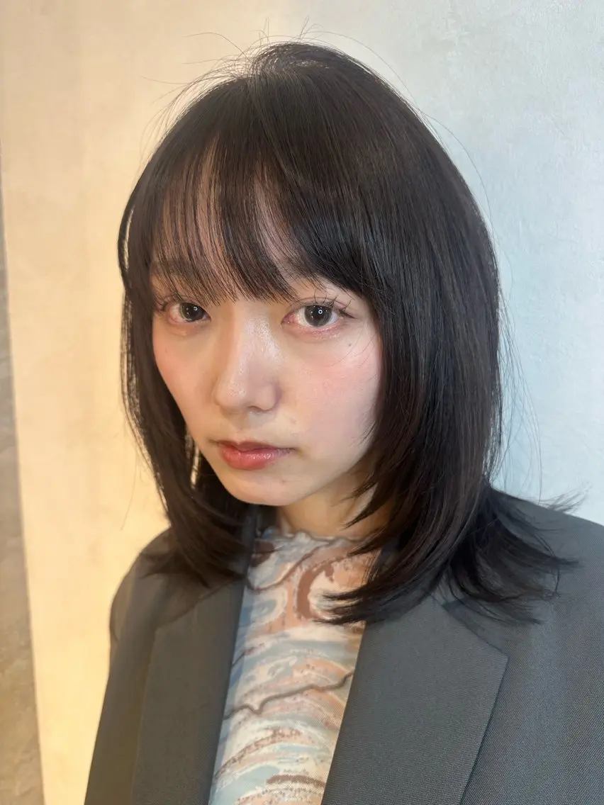 ミディアム カラー くびれヘア ハイレイヤー レイヤーカット 縮毛矯正/ ✨艶髪/芦川優磨のヘアスタイル
