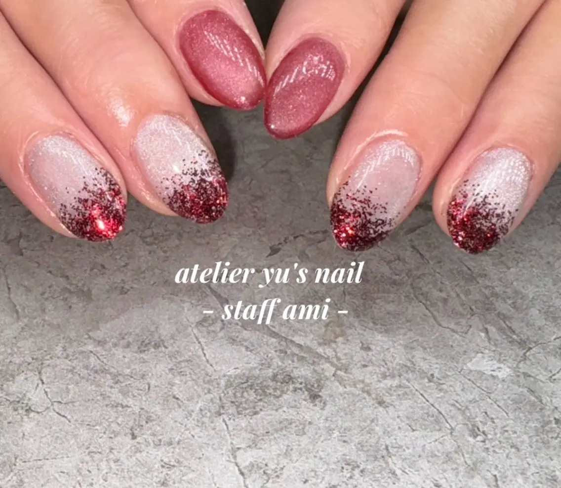 ネイル フラッシュネイル ラメ(グリッター) マグネットネイル ハンドネイル ハンドケア atelier yu's nailのネイルデザイン
