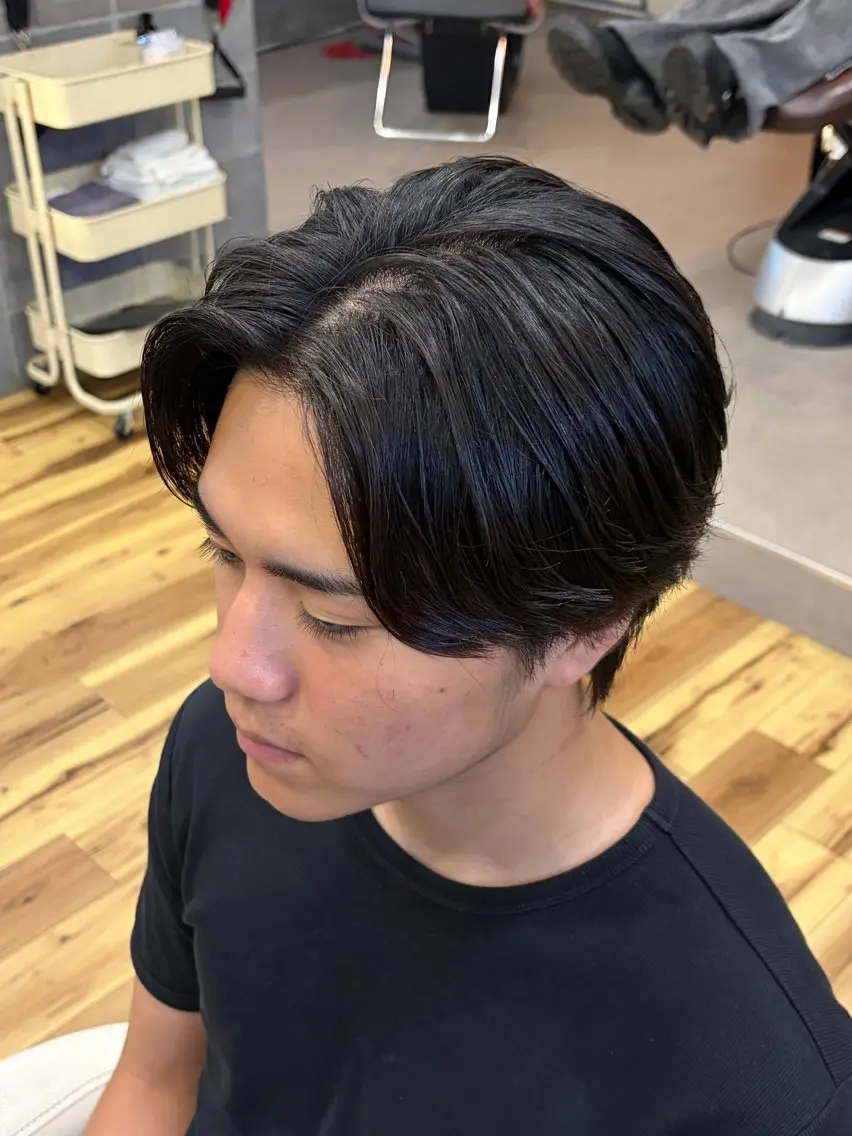 メンズ センターパート メンズパーマ カット 宅原 陸翔のヘアスタイル