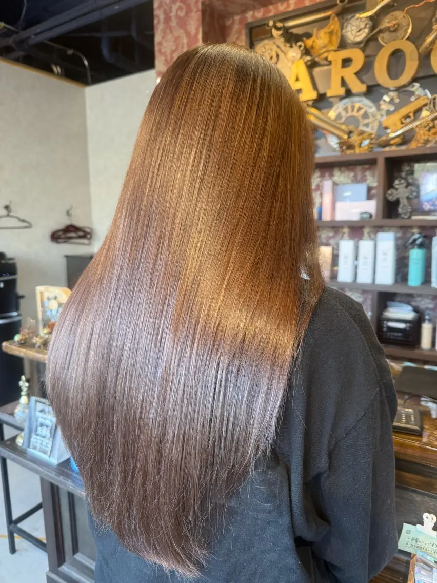 ロング カラー ベージュカラー ミルクティーベージュ ヘアカラー トリートメント Barocco 🎀ヒメ🎀(19)のヘアスタイル