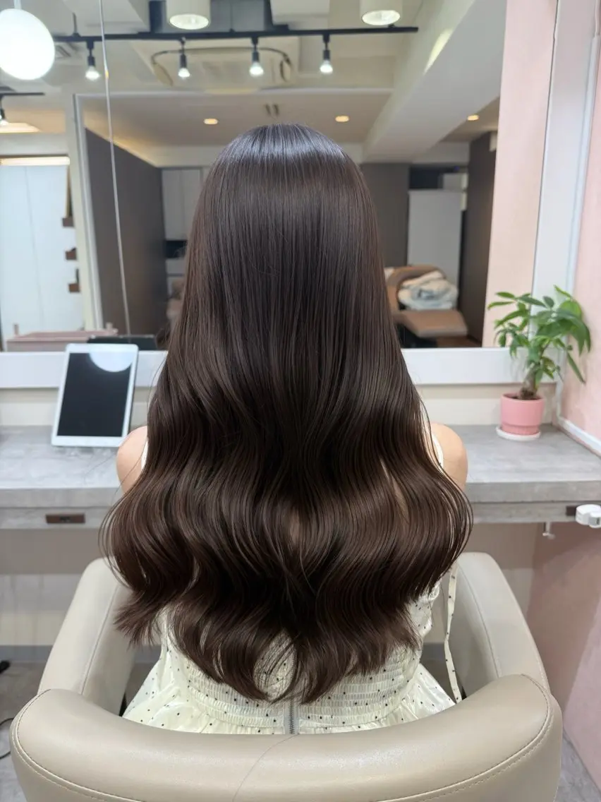ロング パーマ カット ヘアカラー トリートメント 韓国風パーマ/ヘア セット/店長みづきのヘアスタイル