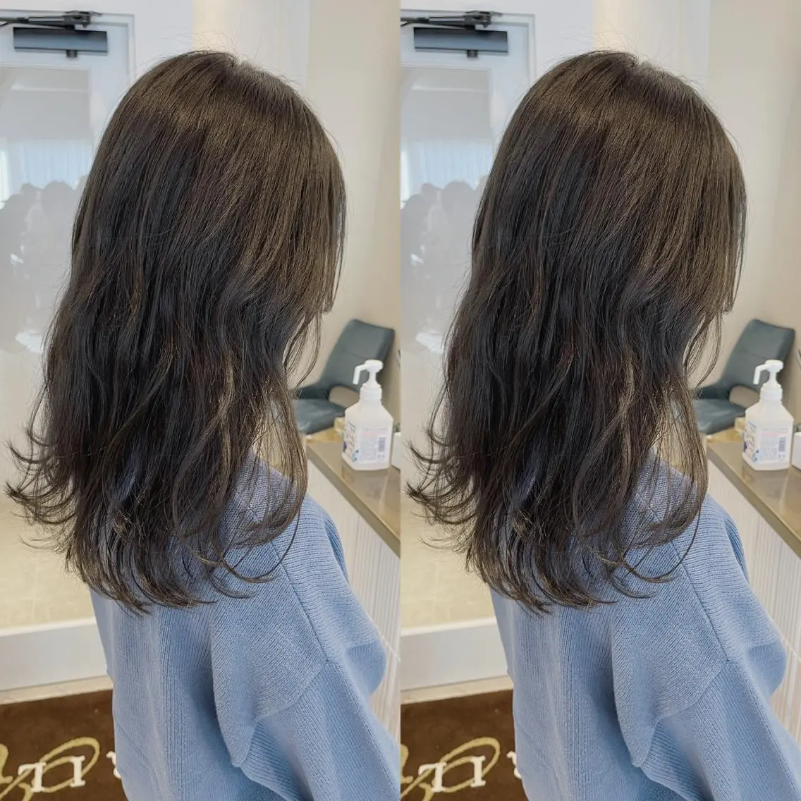セミロング カラー グレージュ オリーブグレージュ オリーブグレー 佐々木 裕一のヘアスタイル