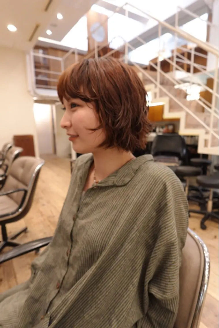 ミディアム パーマ カット パーマ トリートメント 🍁ボブパーマ.レイ ヤーボブ🍁陸来のヘアスタイル