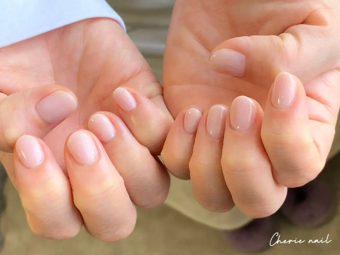 ネイル ジェルネイル オフィスネイル ワンカラーネイル ピンク シンプルネイル ハンドネイル Cherienail yunaのネイルデザイン