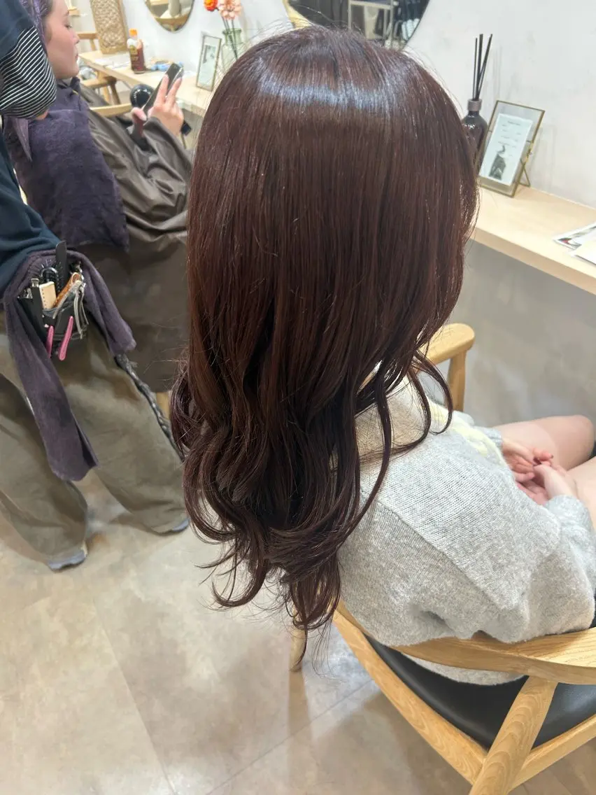 セミロング ピンクラベンダー カット ヘアカラー ボブ/レイヤー ナカミネアキナのヘアスタイル