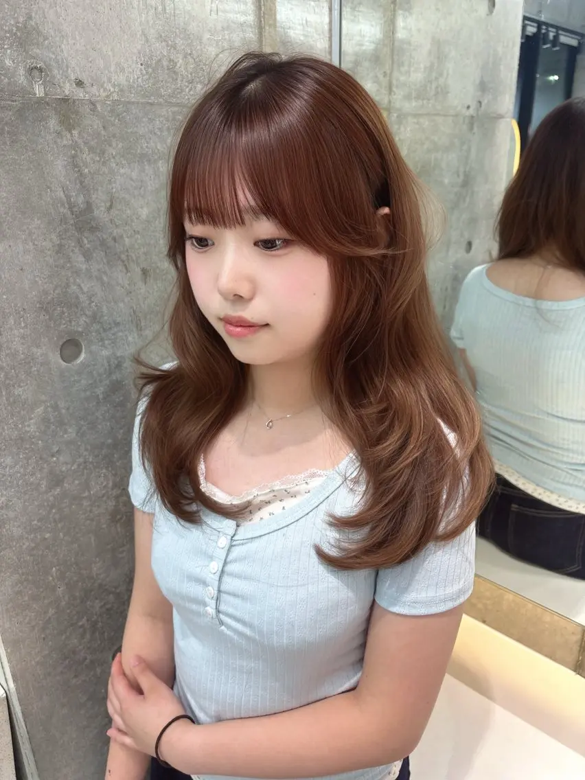 セミロング カット ヘアカラー トリートメント 顔周り🇰🇷韓国 レイヤー/モエのヘアスタイル