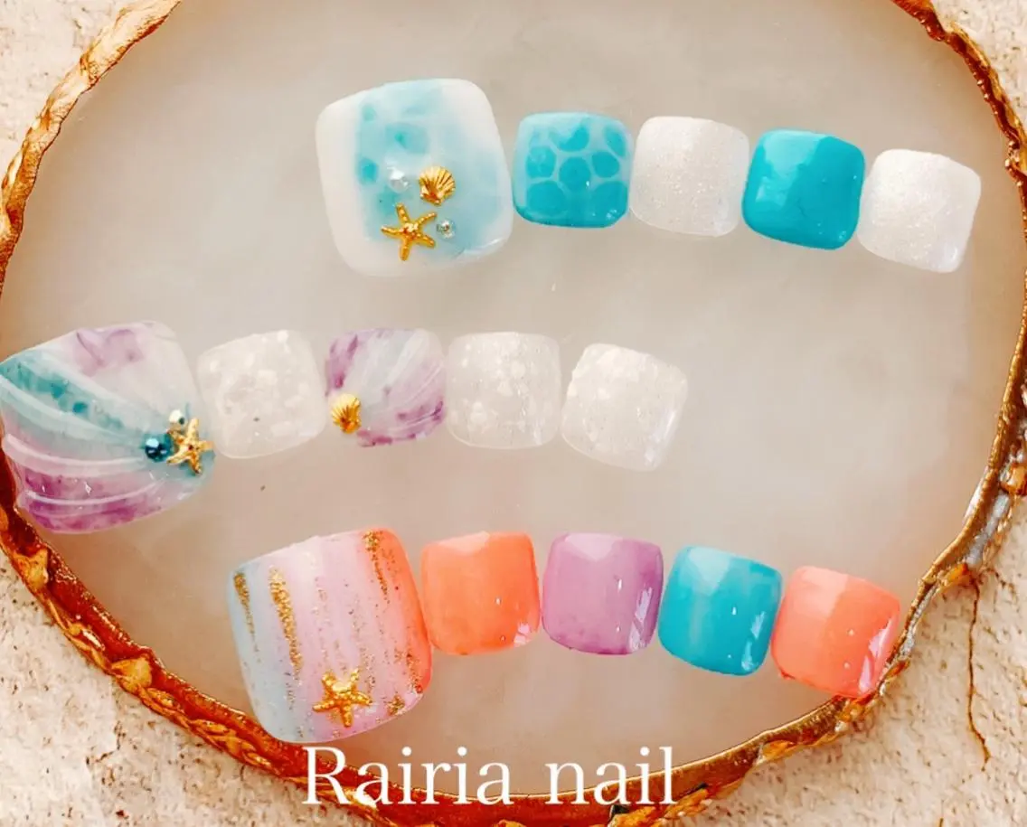 ネイル アートネイル フットネイル ジェルネイル パラジェル Rairia nail本八幡店のネイルデザイン