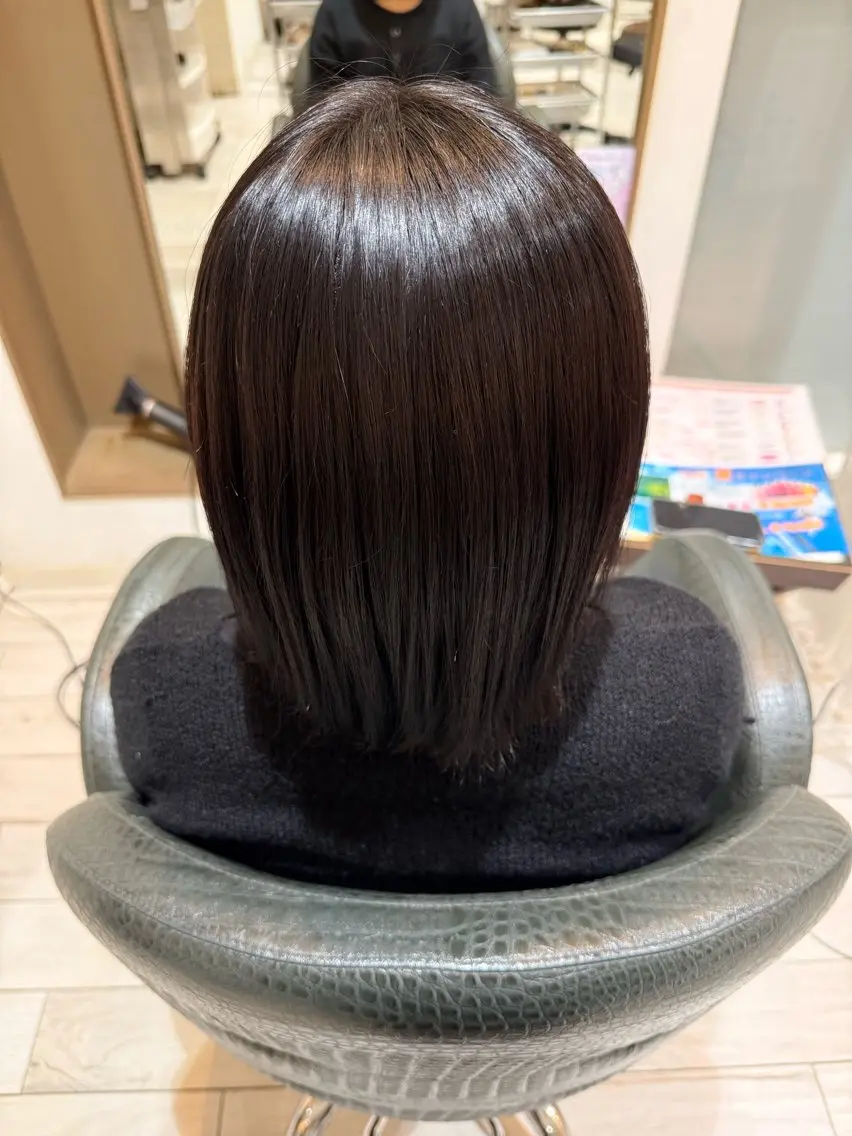 ミディアム 縮毛矯正 永美 千夏のヘアスタイル