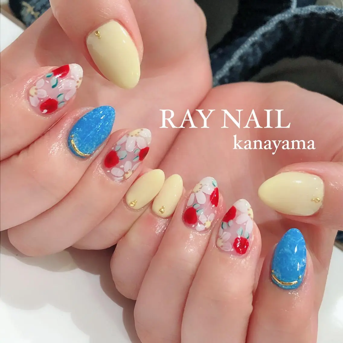 ネイル フラワーネイル 春ネイル Arowa 伊田のネイルデザイン