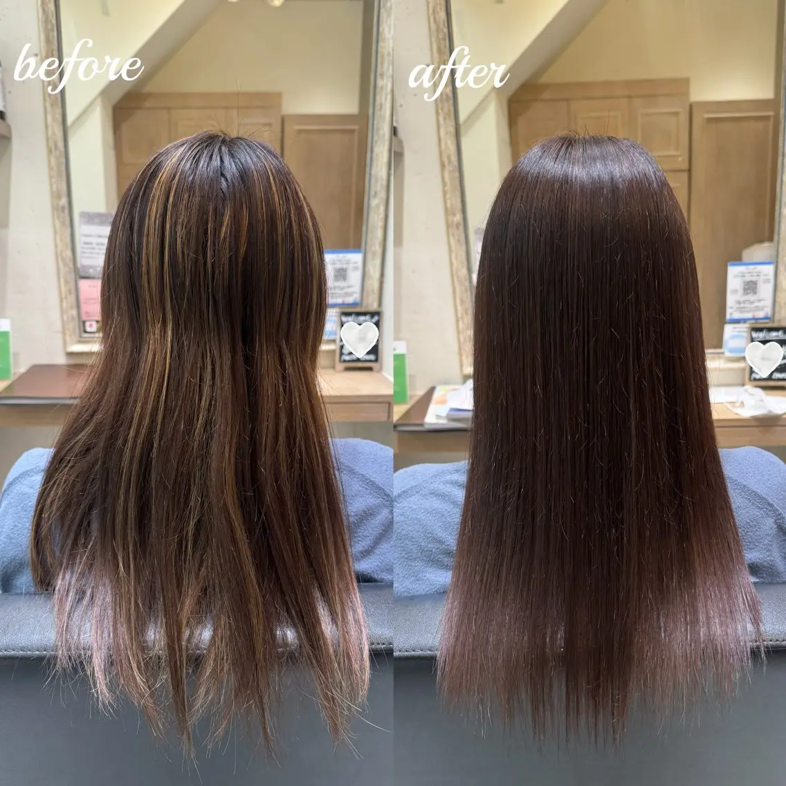 ロング ハイライト ヘアカラー トリートメント 𝐦𝐚𝐨🐈‍⬛ 🎀髪質改善/艶髪のヘアスタイル
