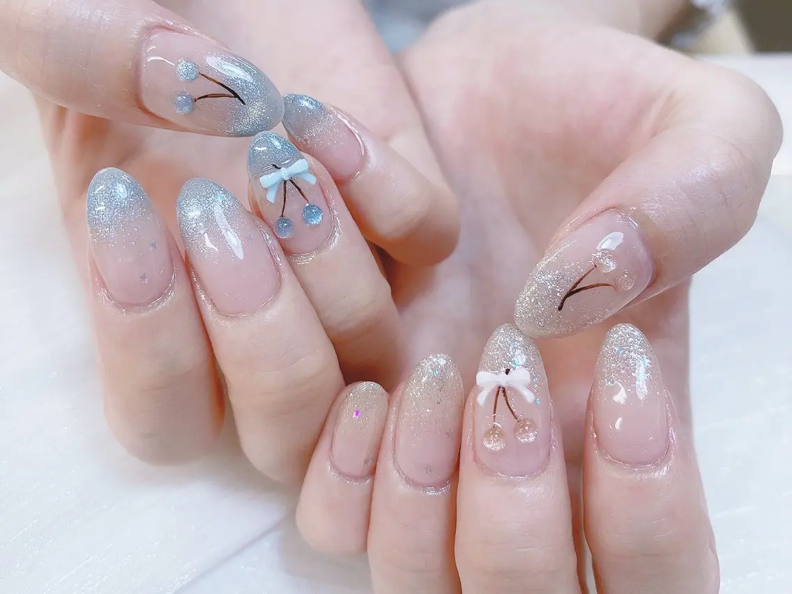 ネイル チークネイル 成人式 フレンチネイル グラデーション 氷ネイル・うるうるネイル ハンドネイル DUO MI nail salonのネイルデザイン