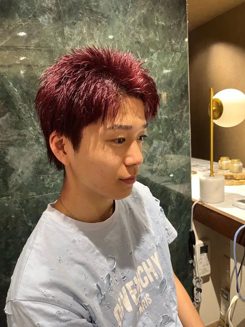 カラー メンズ レッドカラー ren /waltのヘアスタイル