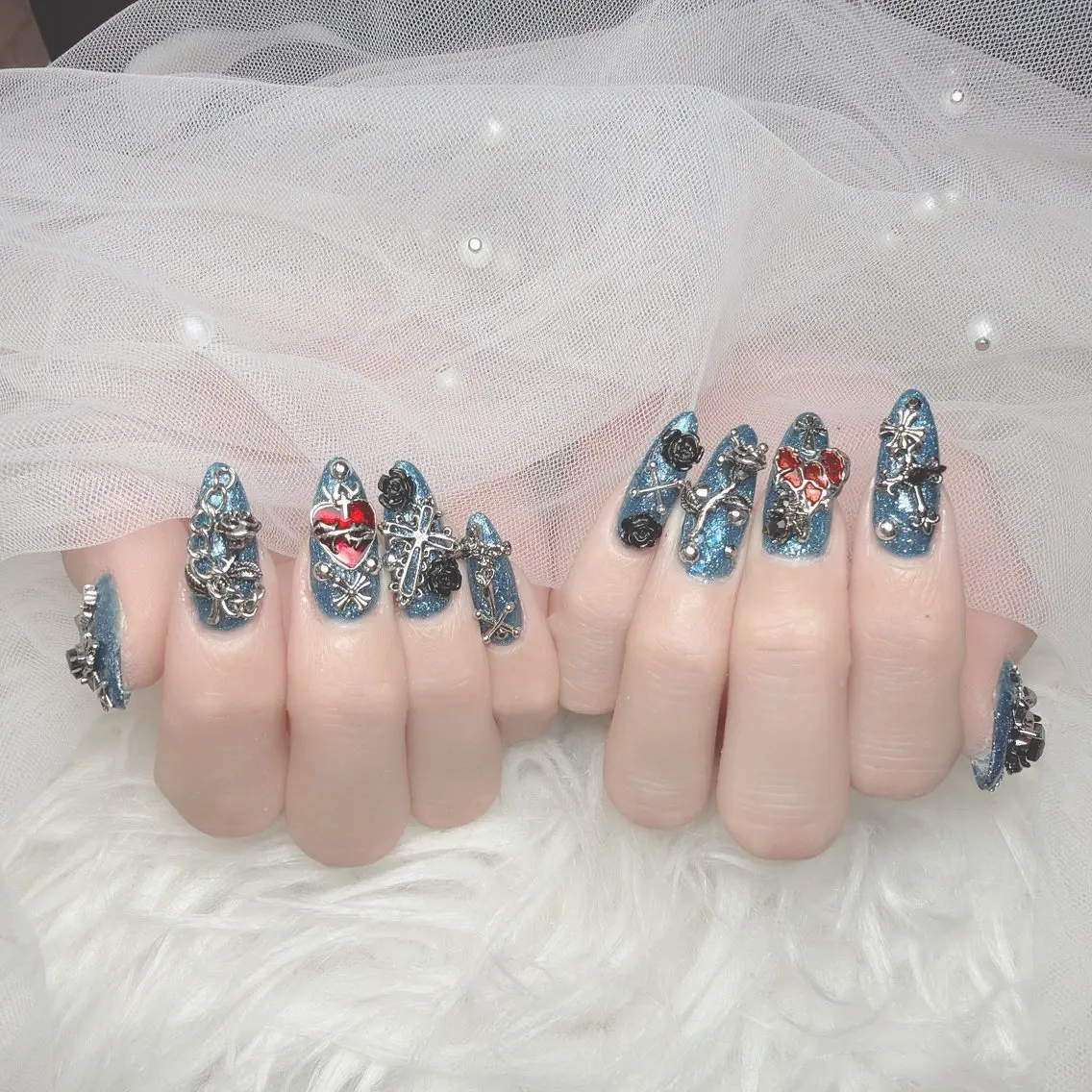 ネイル アートネイル ジェルネイル 韓国ネイル リボン ワンホンネイル ハンドネイル Lana Nailのネイルデザイン