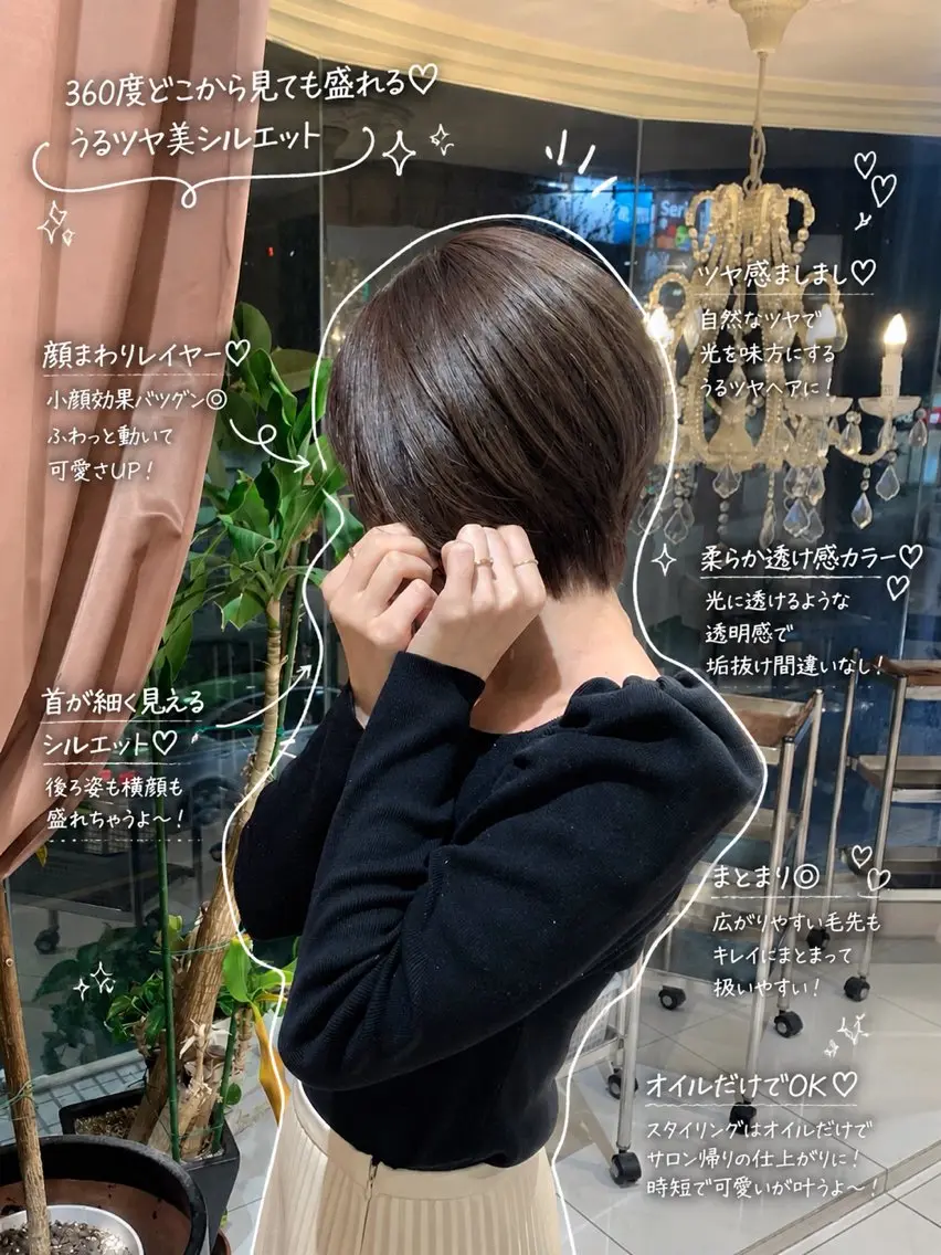 【 上品な透け感カラー✨ 】盛れるカット+透明感イルミナカラー+最高級プレミアムトリートメント💎の写真
