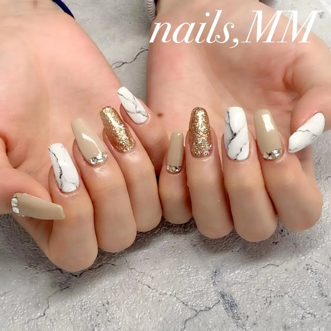 ネイル 大理石ネイル(マーブル) ハンドネイル nailsalon MMのネイルデザイン