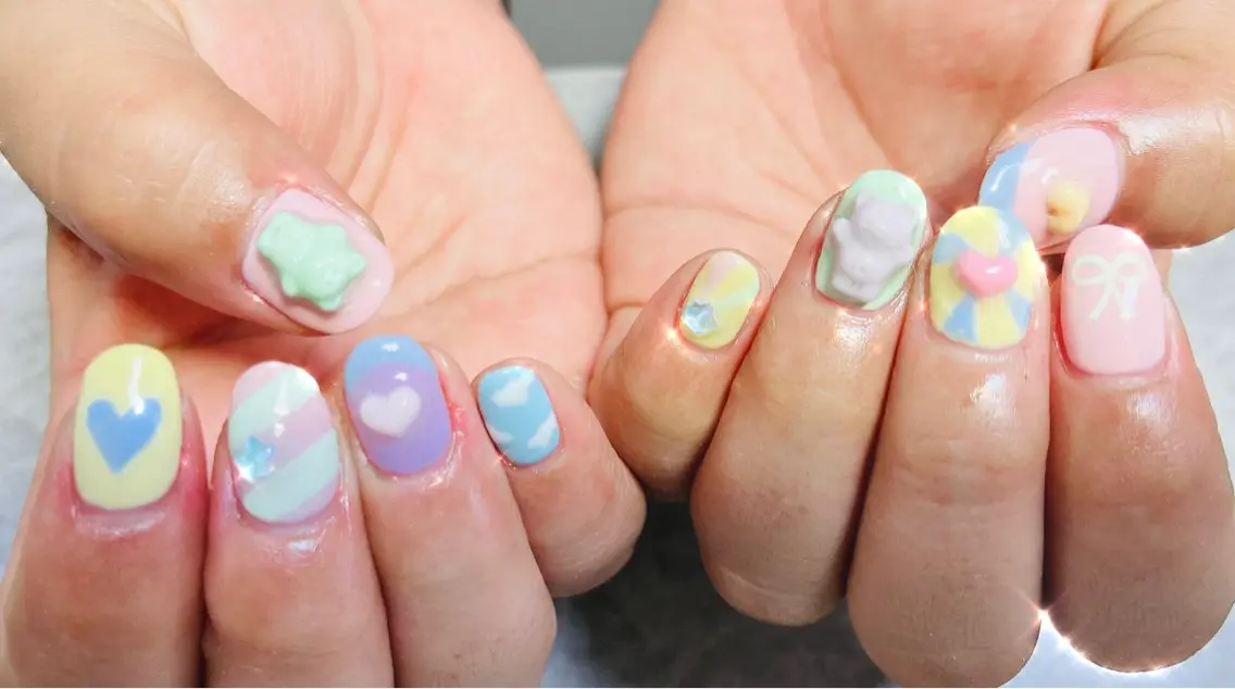 ネイル アートネイル 持ち込み パステルネイル 春ネイル ハンドネイル ハンドケア ベテランネイル cnc nailのネイルデザイン