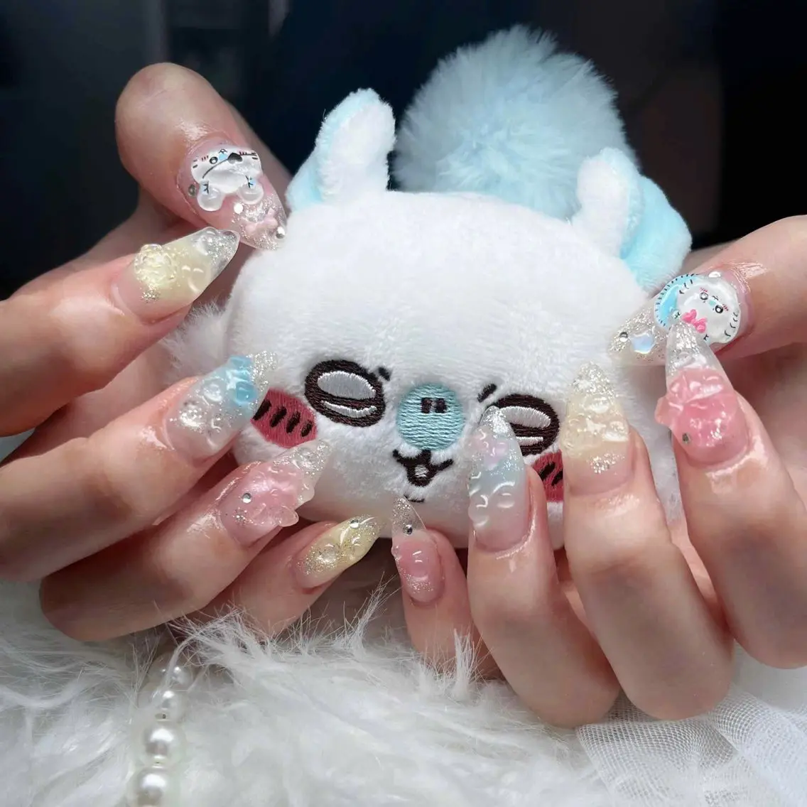 ネイル オーロラネイル フレンチネイル ジェルネイル ハロウィン キラキラネイル ハンドネイル H.baby Nail Salonのネイルデザイン