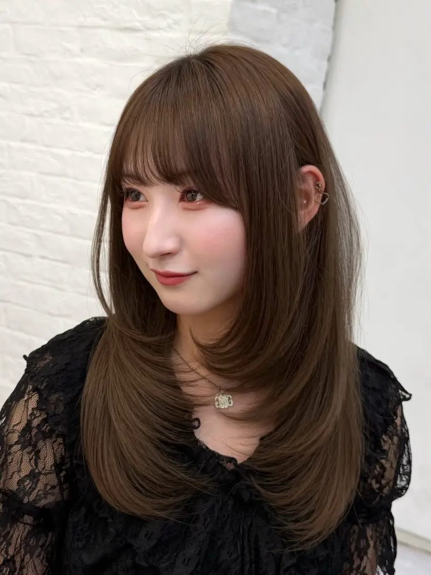 ミディアム くびれヘア 顔周りカット 韓国風ヘア レイヤーカット シースルーバング カット ヘアカラー トリートメント ヘッドスパ ヘアセット 韓国ヘア×2way 🇰🇷和知拓郎のヘアスタイル