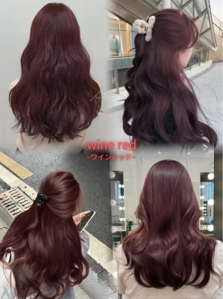 ロング カラー ボルドーカラー レッドカラー ロング ヘアカラー キラ🌟 艶感color🎀のヘアスタイル