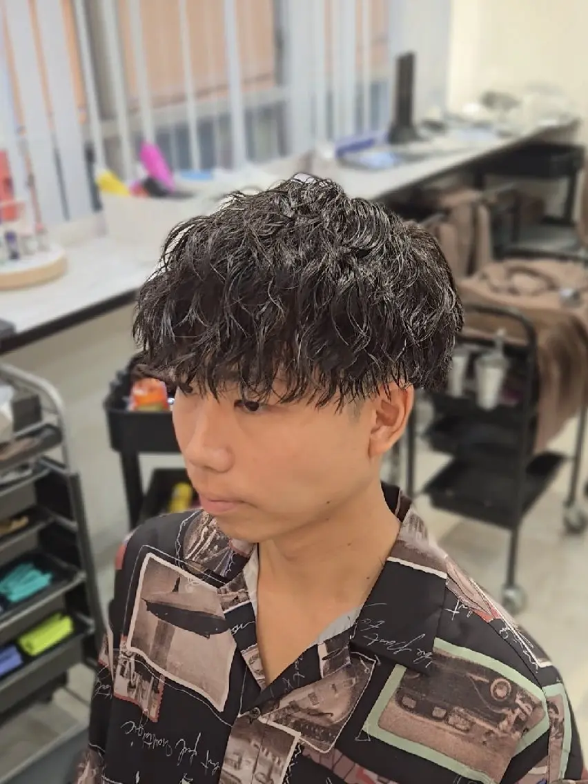 メンズ ミディアム マッシュ カット パーマ ヘアセット LEN名古屋/パーマ 海外ヘア/メンズ特化のヘアスタイル