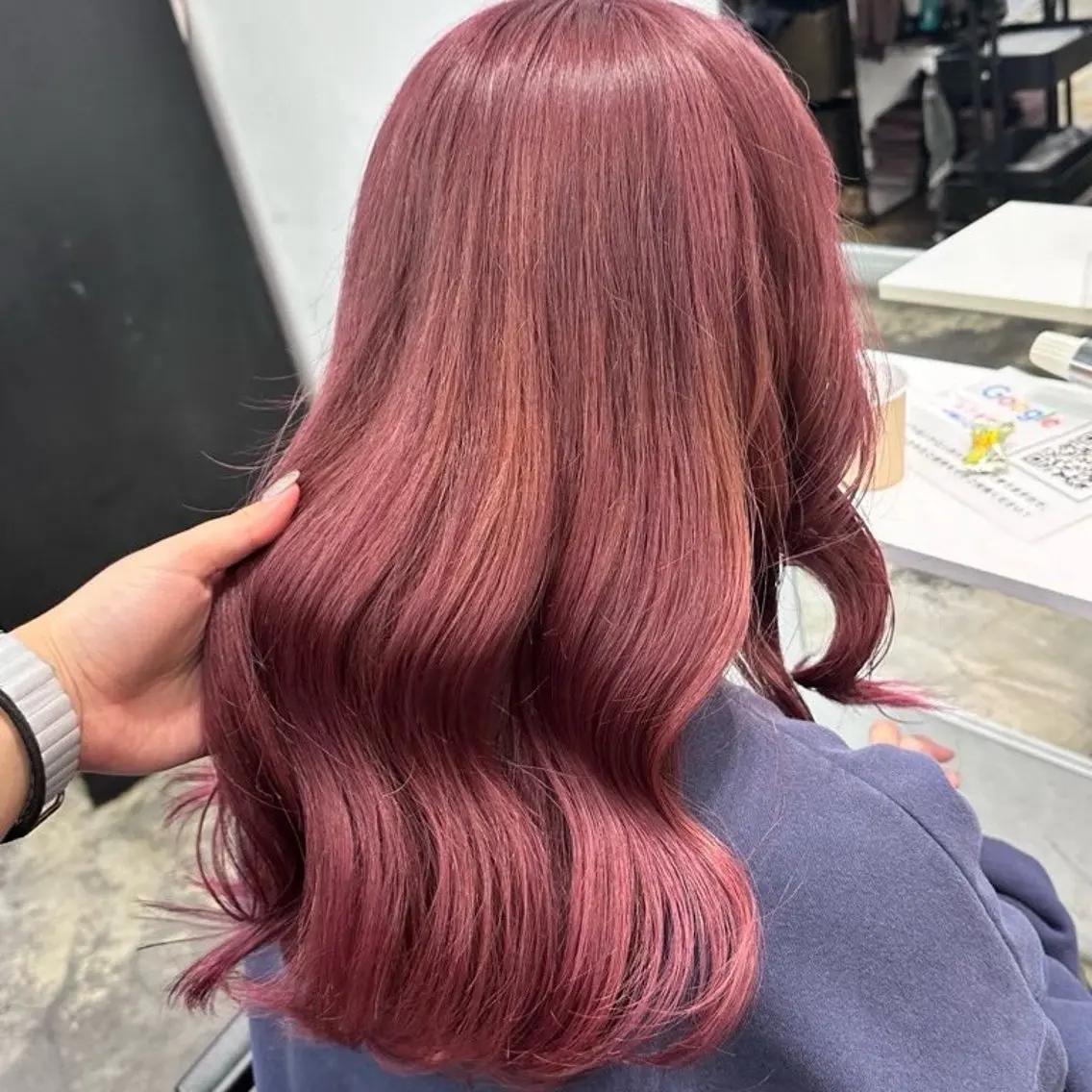 セミロング カラー ヘアアレンジ ピンクカラー 🎀モテ暖色× エクステ🎀あかりのヘアスタイル
