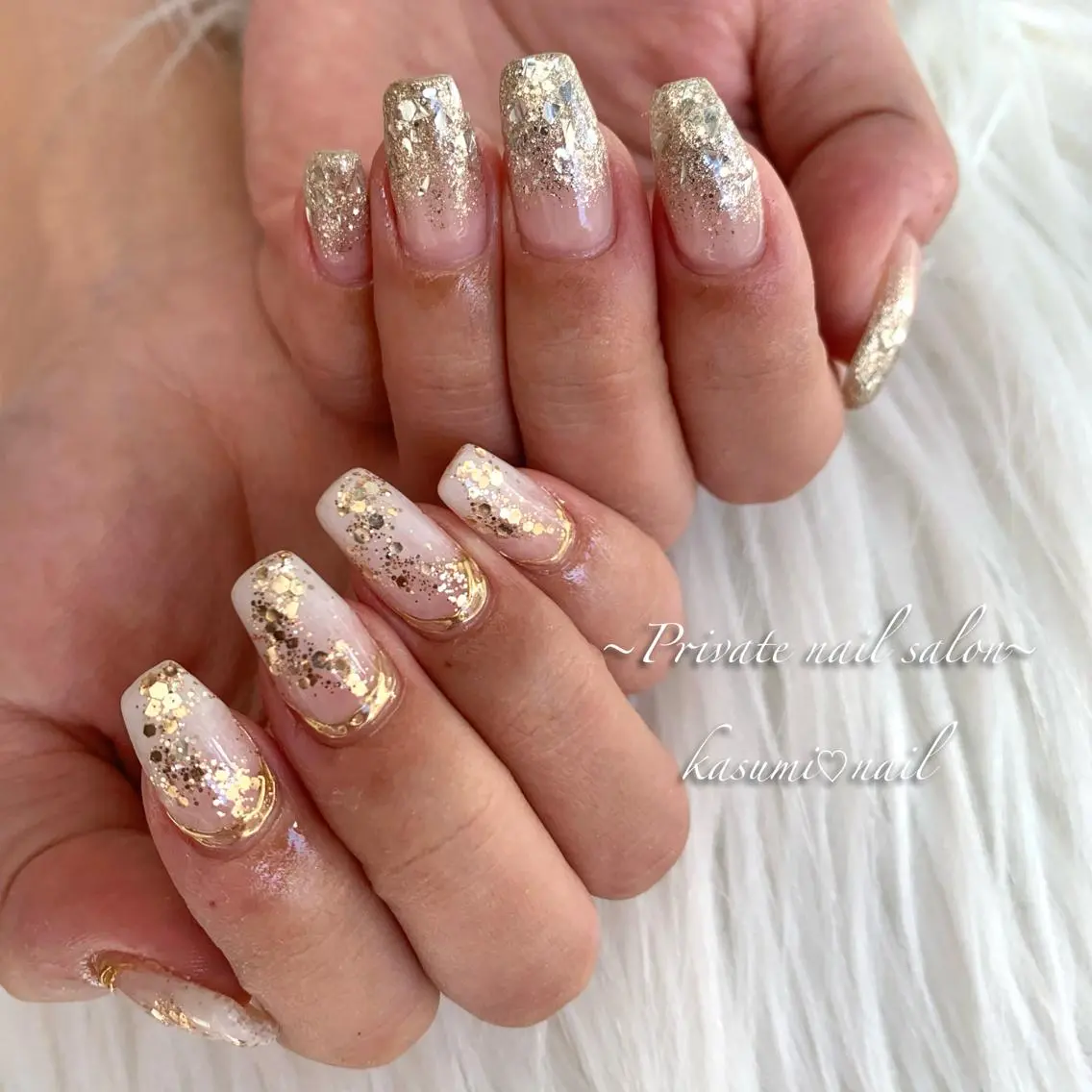 ネイル アートネイル ラメ(グリッター) マグネットネイル ミラーネイル 持ち込み KASUMI♡ Nailのネイルデザイン