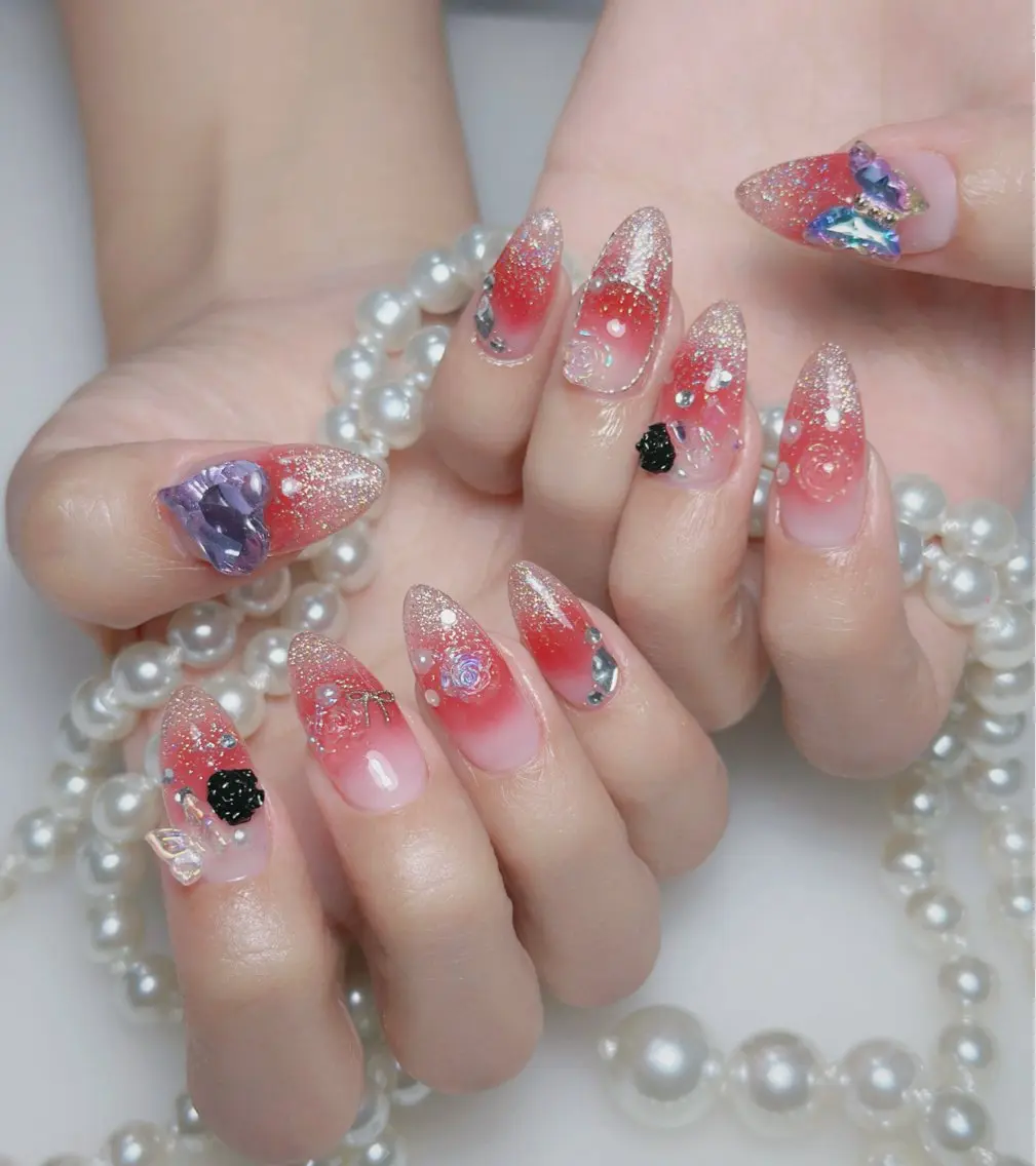 ネイル オーロラネイル 長さ出し フットネイル 韓国ネイル ラメ(グリッター) ハンドネイル 👍thumbs up nail👍のネイルデザイン