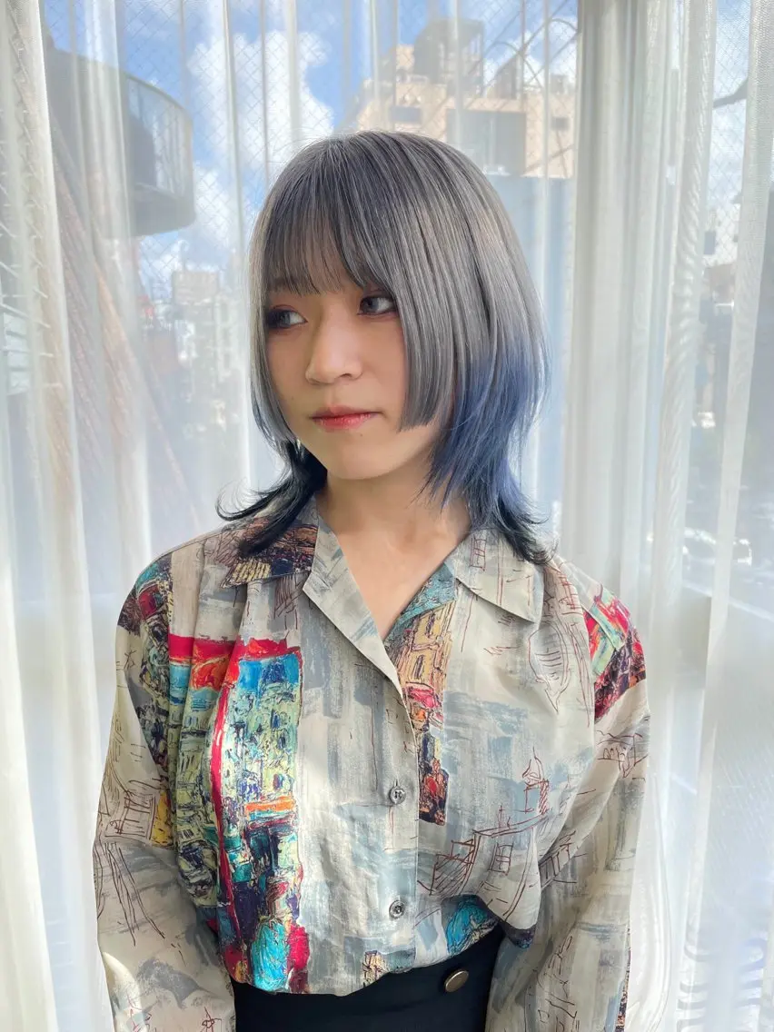 ミディアム ヘアカラー nessヤマサキ リュウタのヘアスタイル