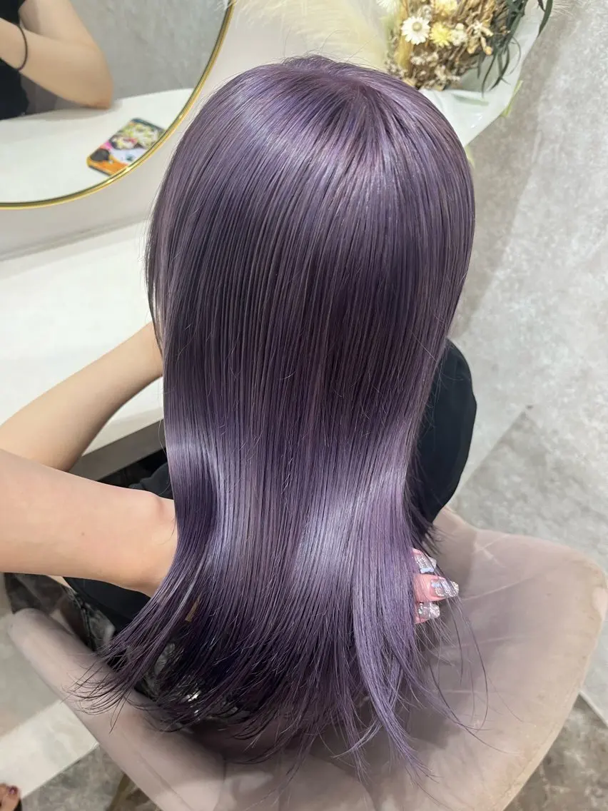 ミディアム カラー ヘアカラー トリートメント 畠中 唯/ハイトーン 🌱艶髪ヘアのヘアスタイル