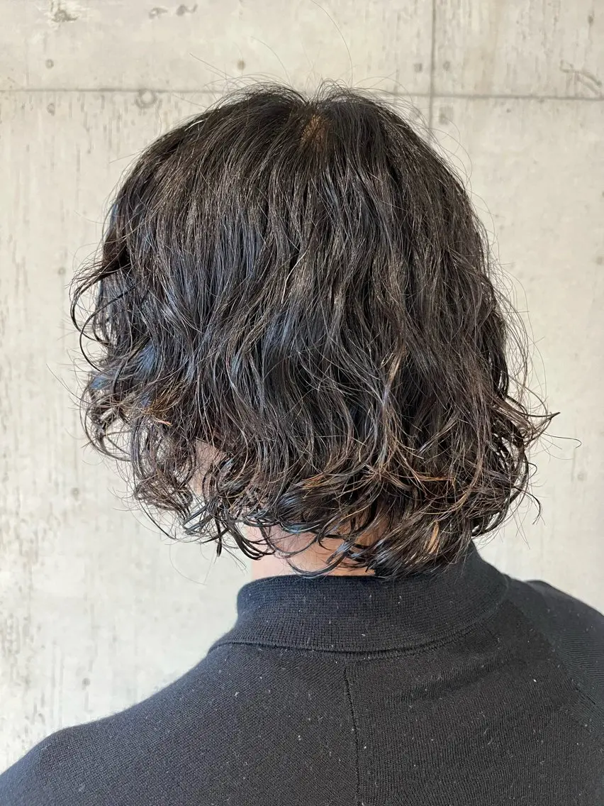 パーマ メンズ カット パーマ トリートメント 大人かわいい艶ボブ ・リクト💥のヘアスタイル