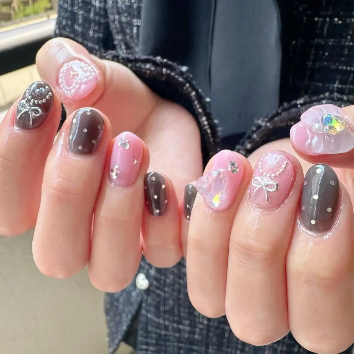 ネイル ドット 氷ネイル・うるうるネイル 韓国ネイル 持ち込み ニュアンスネイル 🪞KAPE NAIL 🪞のネイルデザイン