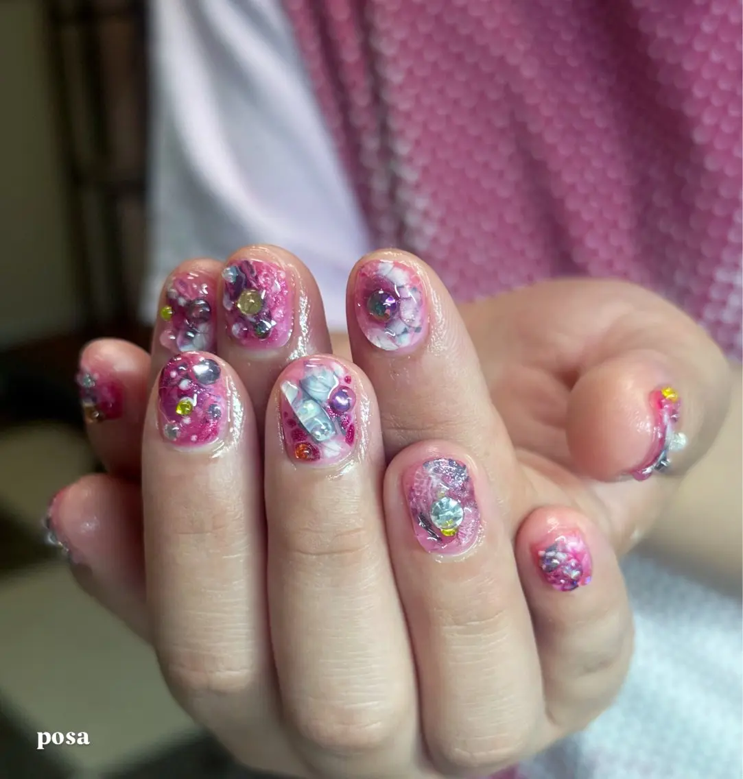 ネイル ニュアンスネイル ピンク シンプルネイル ハンドネイル posa nail モエミのネイルデザイン