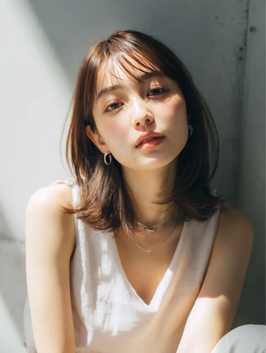 ミディアム カット 守屋 歩夢 レイヤーカットのヘアスタイル