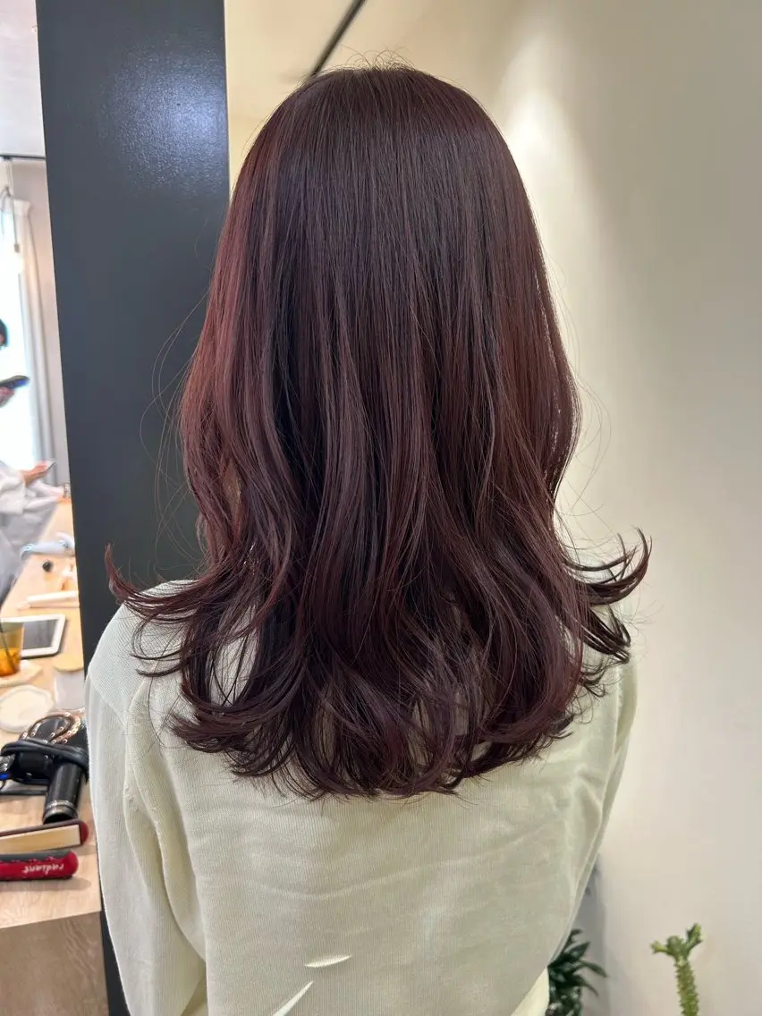 ロング カラー ブリーチ ブリーチなしカラー ピンクカラー hubhair レイヤー/透明感のヘアスタイル